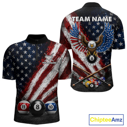 Grunge American Flag 8 Ball Eagle Billiard Shirt For Men Personalized Pool Billiard Team Jersey NYN3784