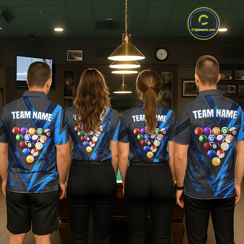 Grey & Blue Billiard Flame 8 Ball Pool Shirt For Men Personalized Team Billiard Tournament Jersey NYN3785
