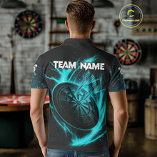 Load image into Gallery viewer, Custom Lightning Dartboard Turquoise Skull Dart Men Polo Jerseys Dart Tournament Shirt NYN1672