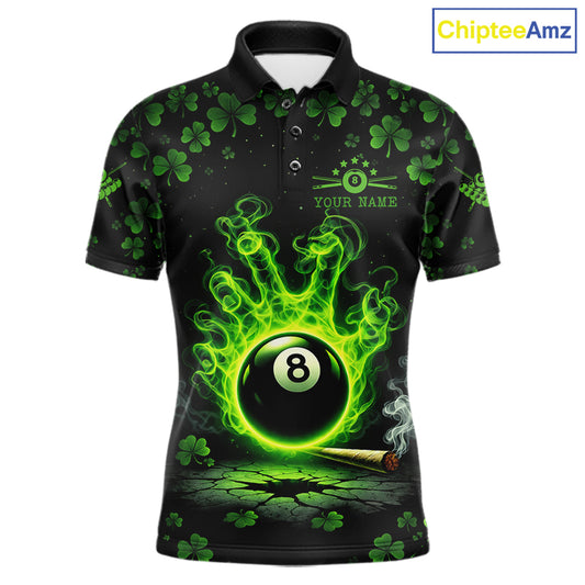 St Patrick's Day Green Smokes Hand Ball 8 Billiards Pool Shirt For Men Personalized Billiard Team Names NYN2694