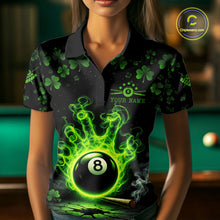 Load image into Gallery viewer, St Patrick's Day Green Smokes Hand Ball 8 Billiards Pool Shirt For Women Personalized Billiard Team Names NYN2694