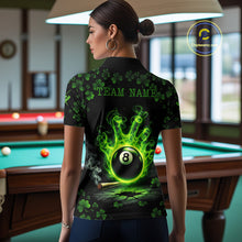 Load image into Gallery viewer, St Patrick's Day Green Smokes Hand Ball 8 Billiards Pool Shirt For Women Personalized Billiard Team Names NYN2694