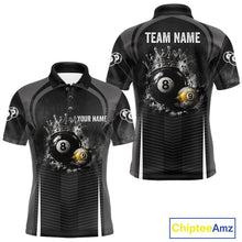Load image into Gallery viewer, Personalized Grunge Crown 8 Ball &amp; 9 Ball Billiard Pool Shirt For Men Custom Billiard Team Jersey NYN3216