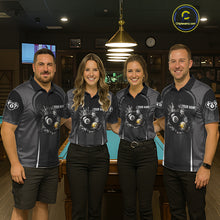 Load image into Gallery viewer, Personalized Grunge Crown 8 Ball &amp; 9 Ball Billiard Pool Shirt For Men Custom Billiard Team Jersey NYN3216