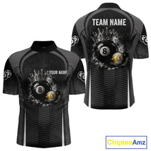 Load image into Gallery viewer, Personalized Grunge Crown 8 Ball &amp; 9 Ball Billiard Pool Shirt For Men Custom Billiard Team Jersey NYN3216