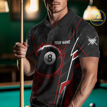 Load image into Gallery viewer, Black And Red Grunge Splatter 8 Ball Billiard Pool Shirt For Men Custom Outfits Billiard Team Attire NYN3220