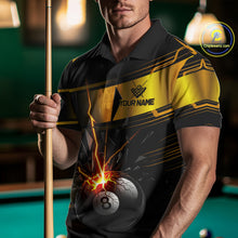 Load image into Gallery viewer, Thunder Cracked 8 Ball Billiard Shirt For Men Custom Black And Gold Billiard Pool Team Jersey NYN3224