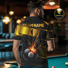 Load image into Gallery viewer, Thunder Cracked 8 Ball Billiard Shirt For Men Custom Black And Gold Billiard Pool Team Jersey NYN3224