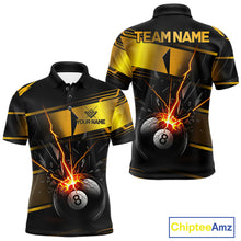 Load image into Gallery viewer, Thunder Cracked 8 Ball Billiard Shirt For Men Custom Black And Gold Billiard Pool Team Jersey NYN3224