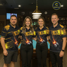 Load image into Gallery viewer, Thunder Cracked 8 Ball Billiard Shirt For Men Custom Black And Gold Billiard Pool Team Jersey NYN3224