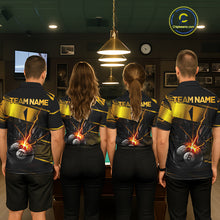 Load image into Gallery viewer, Thunder Cracked 8 Ball Billiard Shirt For Men Custom Black And Gold Billiard Pool Team Jersey NYN3224