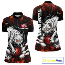 Load image into Gallery viewer, Fire Flame Funny Wolf Bowling Ball Jersey For Women Personalized Bowling Team Shirts | Red NYN3226