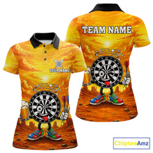 Load image into Gallery viewer, Beer and Dartboard Desert funny women's dart polo shirt custom dart team uniform, personalized dart jersey, dart league shirt, tournament apparel