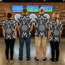 Load image into Gallery viewer, Men Women dart team wearing Tribal Crown Dartboard professional dart team uniforms