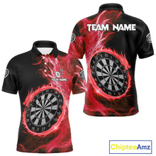 Load image into Gallery viewer, Custom Black-Red Dragon Lightning Dartboard Dart Men Polo Jerseys Dart Team Shirt NYN1689