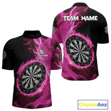 Load image into Gallery viewer, Custom Black-Pink Dragon Lightning Dartboard Dart Men 1/4-Zip Jerseys Dart Team Shirt NYN1690
