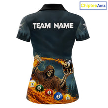 Load image into Gallery viewer, Funny Grim Reaper Play Beer &amp; Pool 8 Ball Women's Billiard Team Shirt Custom Billiard Attire NYN2492