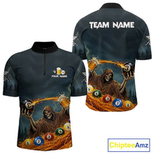 Load image into Gallery viewer, Funny Grim Reaper Play Beer &amp; Pool 8 Ball Men's Billiard Team Shirt Custom Billiard Attire NYN2492