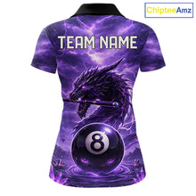 Load image into Gallery viewer, Dragon Thunder Purple Cue &amp; Pool 8 Ball Women Billiard Shirt Custom Billiard Polo &amp; 1/4-Zip Attire NYN2496