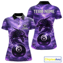 Load image into Gallery viewer, Dragon Thunder Purple Cue &amp; Pool 8 Ball Women Billiard Shirt Custom Billiard Polo &amp; 1/4-Zip Attire NYN2496