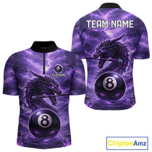 Load image into Gallery viewer, Dragon Thunder Purple Cue &amp; Pool 8 Ball Men Billiard Shirt Custom Billiard Polo &amp; 1/4-Zip Attire NYN2496