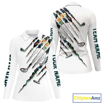 Cactus Pattern Golf Polo Shirt For Womens Custom Cactus Golf Team Shirt, Golfer Gifts NYN2855