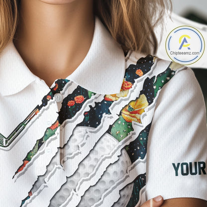 Cactus Pattern Golf Polo Shirt For Womens Custom Cactus Golf Team Shirt, Golfer Gifts NYN2855