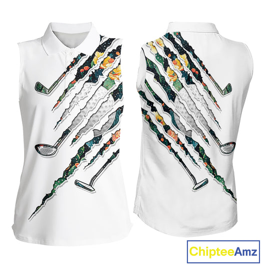 Cactus Pattern Golf Sleeveless Polo Shirt For Womens Custom Cactus Golf Team Shirt, Golfer Gifts NYN2855