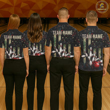 Load image into Gallery viewer, Personalized American Flag Grunge Bowling Shirt For Women Custom Splatter Outfit Bowling Jersey NYN3231