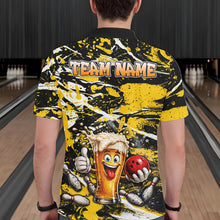 Load image into Gallery viewer, Yellow, White And Black Splatter Funny Beer Bowling Shirt For Men Custom Outfit Bowling Jersey NYN3235