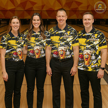 Load image into Gallery viewer, Yellow, White And Black Splatter Funny Beer Bowling Shirt For Men Custom Outfit Bowling Jersey NYN3235