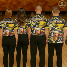Load image into Gallery viewer, Yellow, White And Black Splatter Funny Beer Bowling Shirt For Men Custom Outfit Bowling Jersey NYN3235