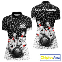 Load image into Gallery viewer, White And Black Cracked Funny Pins &amp; Ball Bowling Shirt For Women Custom Outfit Team Bowling Jersey NYN3238