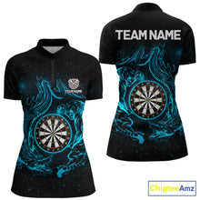Load image into Gallery viewer, Custom Tiger And Dragon Blue Dartboard Women Darts Quarter-Zip League Shirts Funny Dart Jerseys NYN2216