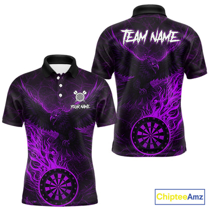 Purple Grunge Eagle Fire Flame Dartboard Men Darts Polo Shirts Custom Dart Team Jerseys NYN2506