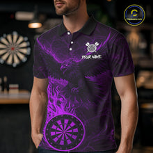 Load image into Gallery viewer, Purple Grunge Eagle Fire Flame Dartboard Men Darts Polo Shirts Custom Dart Team Jerseys NYN2506