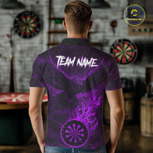 Load image into Gallery viewer, Purple Grunge Eagle Fire Flame Dartboard Men Darts Polo Shirts Custom Dart Team Jerseys NYN2506