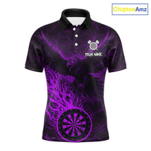 Load image into Gallery viewer, Purple Grunge Eagle Fire Flame Dartboard Men Darts Polo Shirts Custom Dart Team Jerseys NYN2506