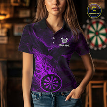 Load image into Gallery viewer, Purple Grunge Eagle Fire Flame Dartboard Women Darts Polo Shirts Custom Dart Team Jerseys NYN2506