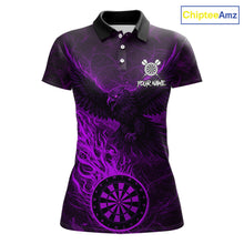 Load image into Gallery viewer, Purple Grunge Eagle Fire Flame Dartboard Women Darts Polo Shirts Custom Dart Team Jerseys NYN2506