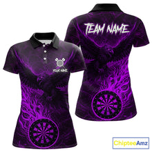 Load image into Gallery viewer, Purple Grunge Eagle Fire Flame Dartboard Women Darts Polo Shirts Custom Dart Team Jerseys NYN2506