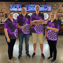Load image into Gallery viewer, Black And Purple Smoking Dartboard &amp; Arrow Women Darts Polo Shirt Custom Dart Team Jerseys NYN2512