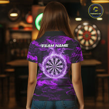 Load image into Gallery viewer, Black And Purple Smoking Dartboard &amp; Arrow Women Darts Polo Shirt Custom Dart Team Jerseys NYN2512
