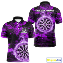Load image into Gallery viewer, Black And Purple Smoking Dartboard &amp; Arrow Men Darts Polo Shirt Custom Dart Team Jerseys NYN2512