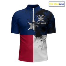 Load image into Gallery viewer, Personalized Texas Flag Black Splatter Dart 1/4-Zip Shirts For Men Custom Dart Team Jerseys NYN2712
