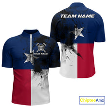 Load image into Gallery viewer, Personalized Texas Flag Black Splatter Dart 1/4-Zip Shirts For Men Custom Dart Team Jerseys NYN2712