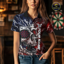 Load image into Gallery viewer, Red And Blue Smoking Skull Dartboard Women Darts Shirt Personalized Team Darts Jersey NYN3246