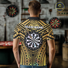 Load image into Gallery viewer, Gold Tribal Holographic Dartboard &amp; Arrow Men Darts Polo Shirt Personalized Dart Team Jerseys NYN2515