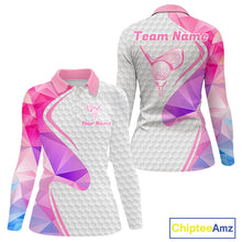 Load image into Gallery viewer, Pink And Purple Diamond Geometric Golf Polo Golf Shirts For Women Custom Golf Team Attire NYN3248