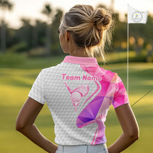Load image into Gallery viewer, Pink And Purple Diamond Geometric Golf Polo Golf Shirts For Women Custom Golf Team Attire NYN3248